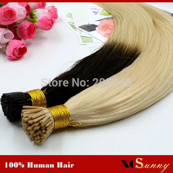

XCSUNNY New I Tip Hair Extensions Ombre 18" 20" Keratin Stick Remy Indian Remy Natural Hair 100g I Tip Hair Extensions