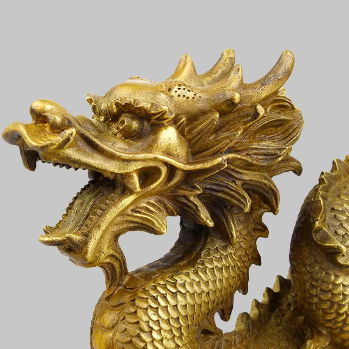 1" Настоящая китайская бронза Животные Скульптура богатство мифический Дракон жемчужная статуя украшение сада настоящий медный