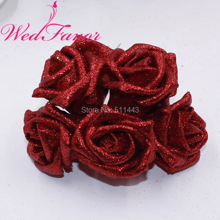 50 шт. 5-6 см искусственные блестящие EVA пены розы цветы свадебные букет для домашнего события Свадебные украшения
