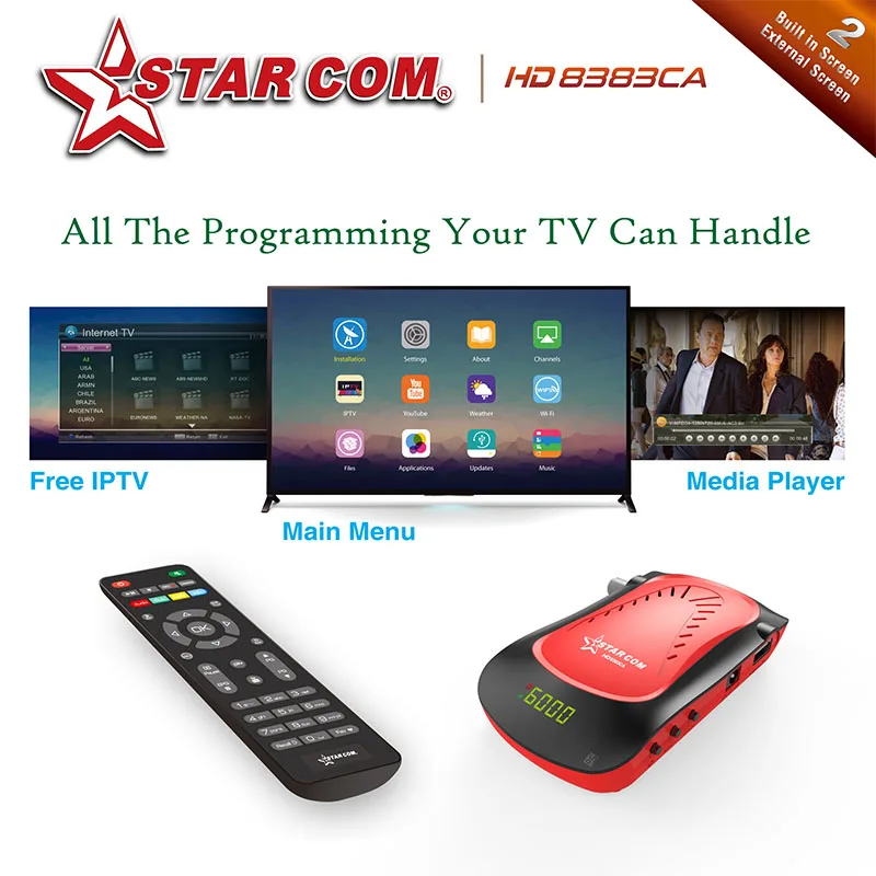 Starcom HD8383 Satellite Receiver Supoort CA Free Arabic IPTV DVBS2 Full HD Digital TV BOX With YOUTUBE Satellite TV Receiver Starcom HD8383 Satellite Receiver Supoort CA Free Arabic IPTV DVBS2 Full HD Digital TV BOX With YOUTUBE Satellite TV Receiver