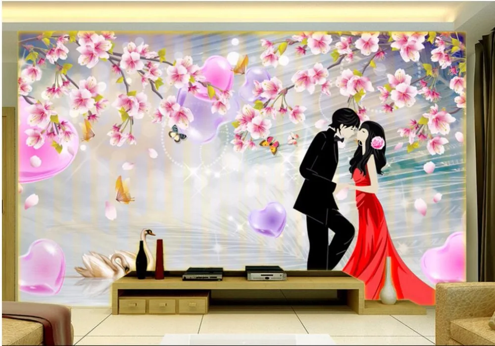  3D  Dinding  Mural Wallpaper  untuk  Ruang  Tamu  Dinding  3 D  