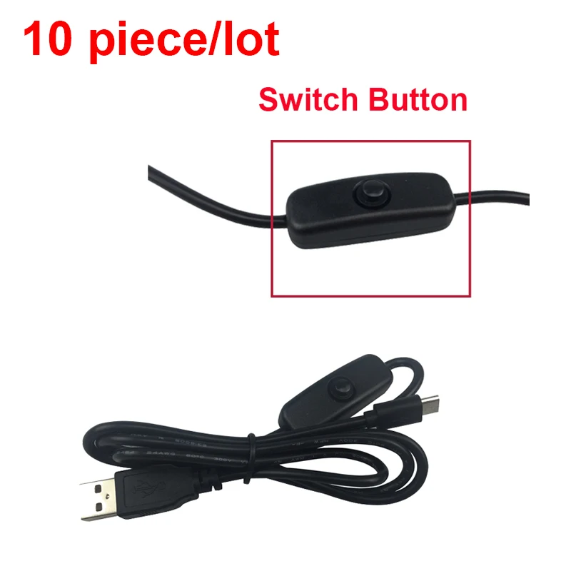 

10pcs/lot Micro USB Switch Cable Power Cable USB to Micro USB Charging Line Wire for Raspberry Pi 2 / 3 / Zero
