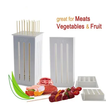 

1PC New Meat Skewer Machine Kabob Maker Box BBQ Tool Beef Mutton Meat Grill Machine Beef Meat Maker 16 Bamboo Skewers QA 129
