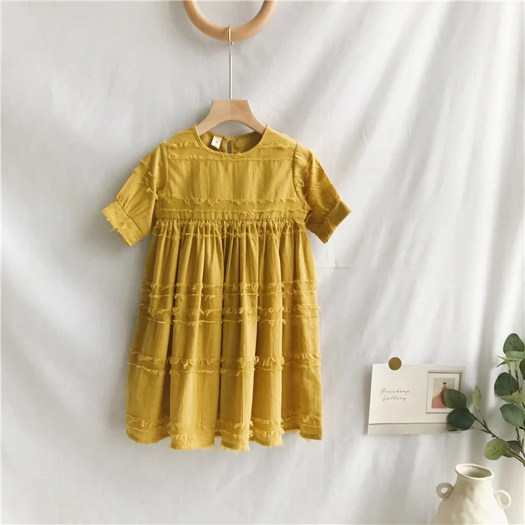 

2019 Princess Dresses for Girls Kids Cotton Baby Girls Clothing Half Sleeve Party Dress Children Spring Summer Long Dresses