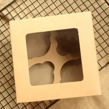 

thick leather cup cake bakery packaging box, 4 cell Muffin West Point Boxes 10pcs Wholesale
