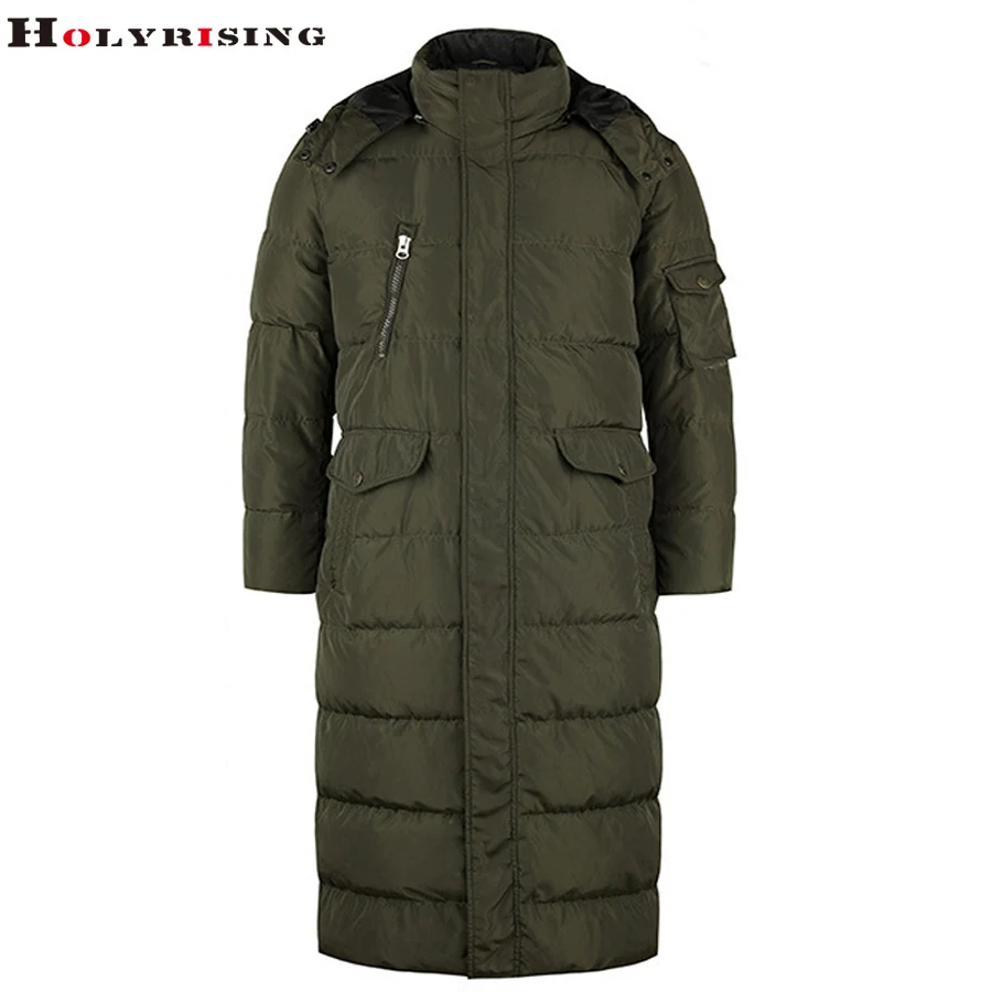 Holyrising пуховик для мужчин, Зимняя Повседневная парка, утолщенные пальто, теплая куртка с гусиным пером, Мужская меховая парка, мужская длинная одежда 17690