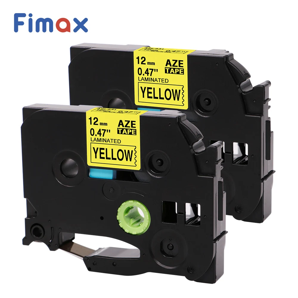 Fimax 2 шт. Совместимость для Brother P сенсорная лента этикеток TZe631 TZe 631 12 мм черная на