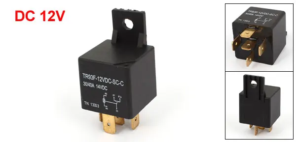 TR93F-12VDC-SC-C DC 12V Coil 5 Pins Car Auto Power Relay Black