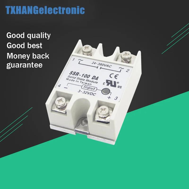 

24V-380V 100A 250V SSR-100 DA Solid State Relay Module 3-32V DC To AC