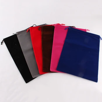 

10pcs/lot 20*30cm Customized Logo Mixed-Color Printed Wedding Velvet Drawstring Pouch Packing Bags Christmas Gift