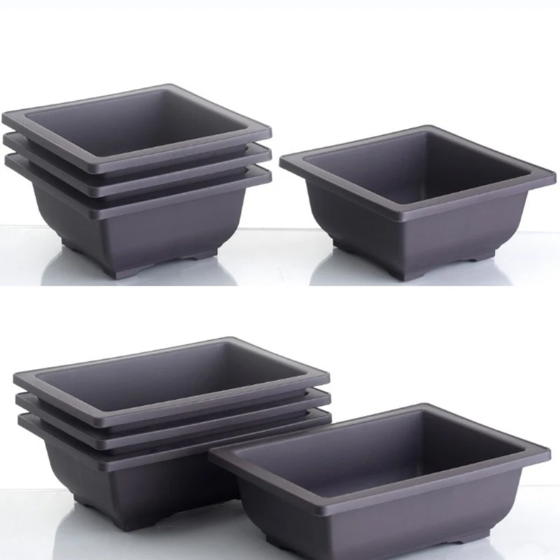 

Imitation Flower Pot With Tray For Balcony Decorations Plastic Flower Pots Tray Suitable Imitation Purple Sand Office Bonsai Pot