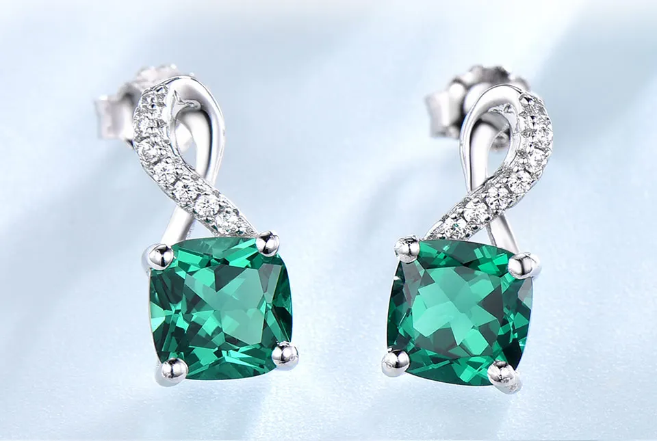 UMCHO Created Nano Emerald 925 sterling silver clip earrings for women EUJ091E-13