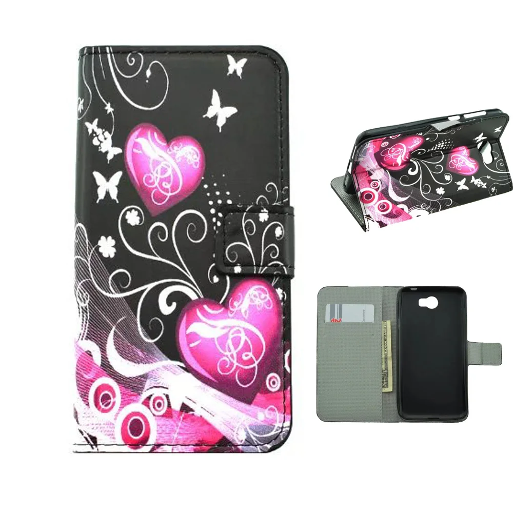 YIESOM Honor 5A LYO-L21 casos de lujo billetera de cuero Flip Stand de la contraportada para Huawei Y5 II Y5 2 Y6 II compacto Shell Funda