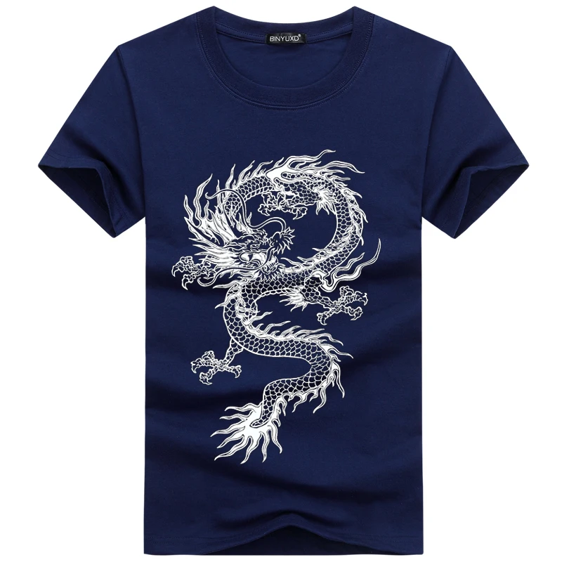 Летняя футболка мужская 3D Хлопок Смешной китайский винтажный Дракон короткий рукав летний Стиль тонкая брендовая одежда размера плюс S-5XL