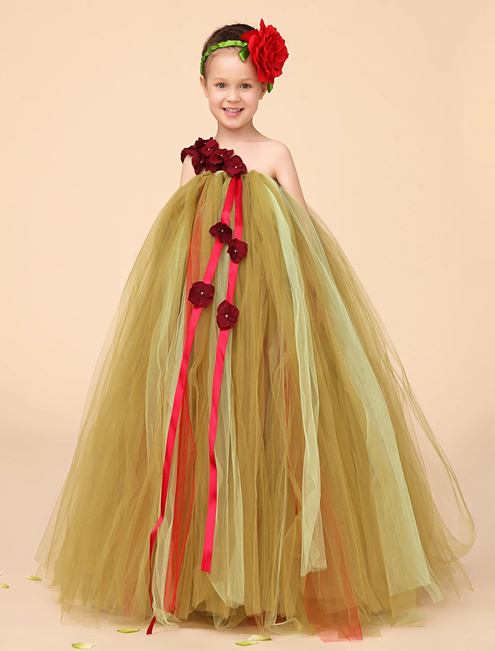 Olive green Ball Gown Tulle little Girls Dresses kids little girls formal dress casual TUTU dresses