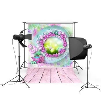 

1.5MX2.2M Easter photography backdrops vinyl cloth background digital printed with muiti-colored eggs and flowers GE-045