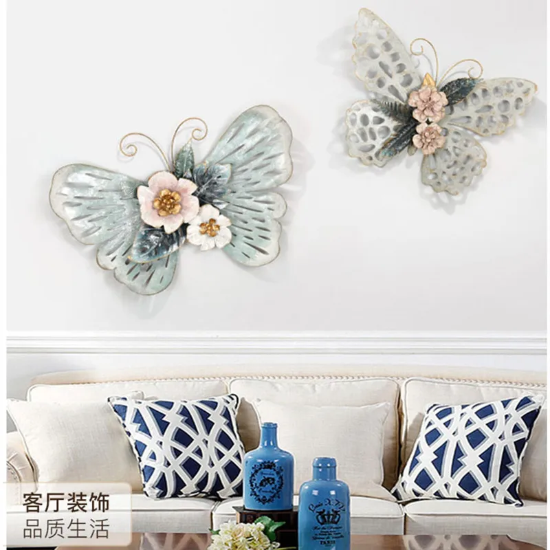 Европейский стиль 3D стерео Кованое железо бабочка настенные декоративные гостиной настенные подвесные фрески домашние ремесла художественное украшение R1270