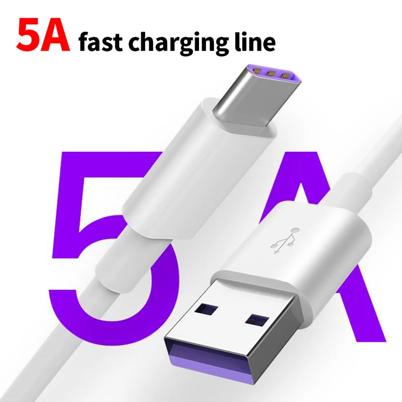 

5A USB Type C Cable USB 3.1 Male Type-C Fast Charging Charger Data Cable For Huawei Mate 10 P10 P20 P30 Pro Fast Charging Cable