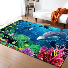 3D океан мир Акула площадь коврик пены памяти Нескользящие коврики фланелевые коврики гостиная спальня детская тема украшения комнаты ковры