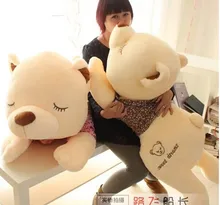 huge stuffed lovely lying bear toy big plush squinting bear in brown cloth doll gift about 130cm