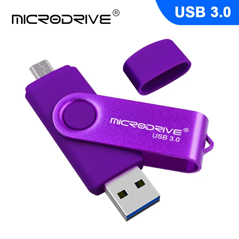 8 цветов 2 в 1 USB 3,0 OTG USB флэш-накопитель Высокая скорость 16 ГБ 32 ГБ 64 ГБ 128 Гб otg накопитель памяти палочки для Android телефона планшета - Цвет: Фиолетовый