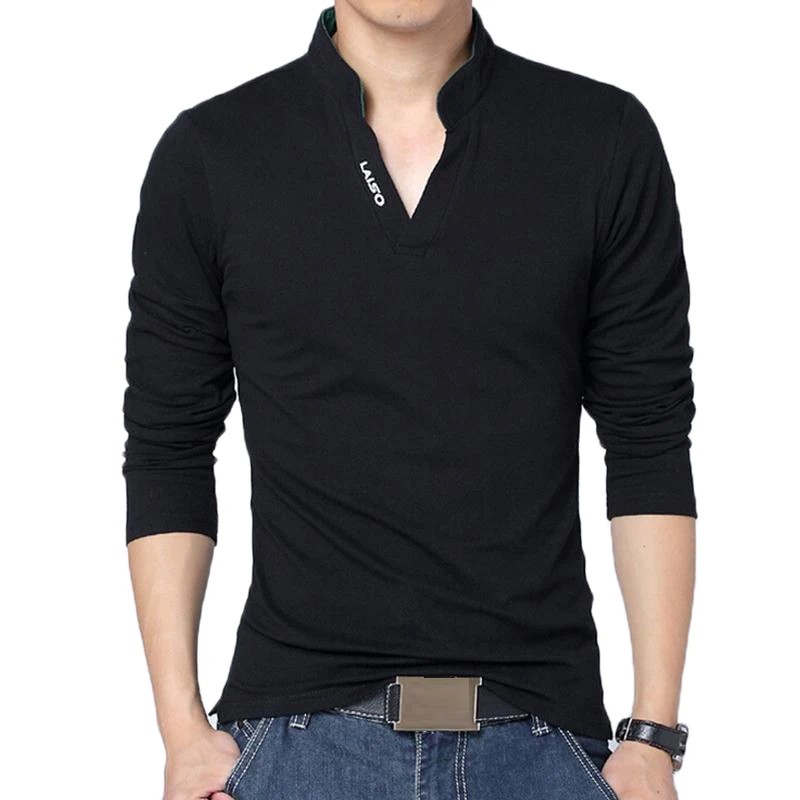 

Hot Men Tee Shirt Mens Long Sleeve Solid Shirts Camisa Masculina Casual cotton Plus size M- XXXL 4XL 5XL Tops Tees