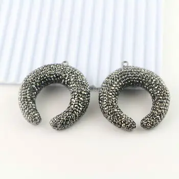 

Fashion New 5Pcs Crystal Rhinestone Paved Crescent / Horn Shape Stone Pendant, Simple Design Pendant Jewelry For Women