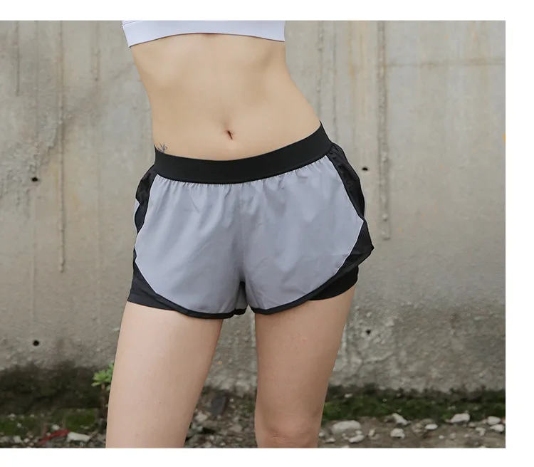 Женская Спортивная одежда для бега, два слоя, анти-светильник, шорты для йоги, спортзала