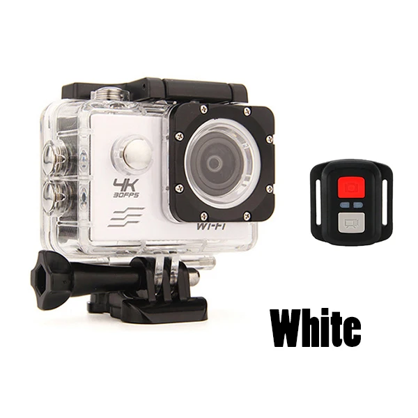 Спортивная экшн-камера 4K wifi 2.0LCD 1080P 60fps, водонепроницаемая камера для дайвинга, серфинга, велоспорта, шлема - Цвет: White remote control