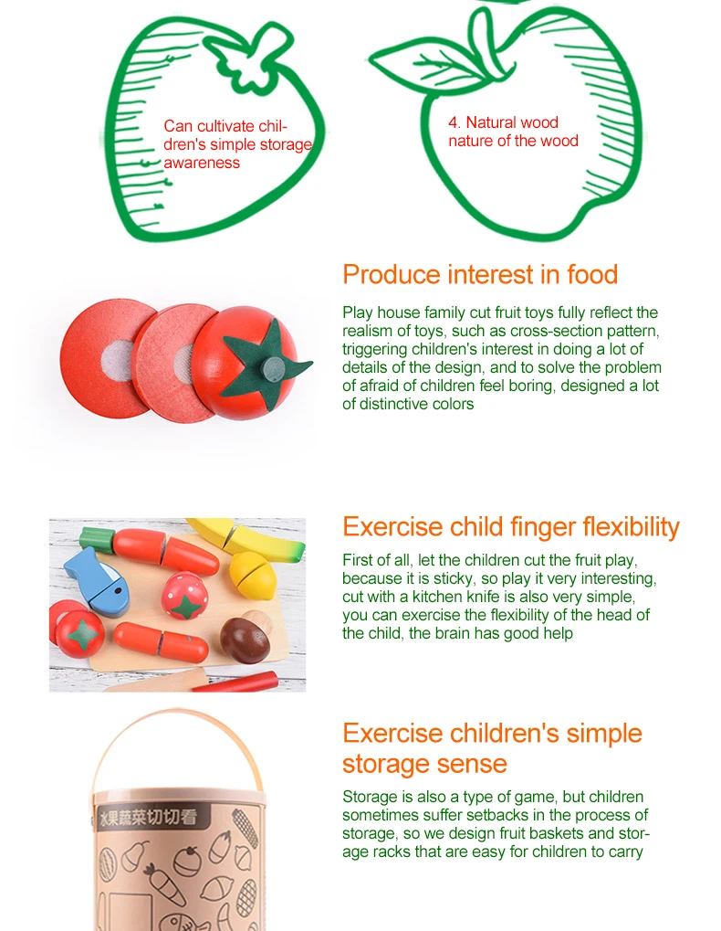 [Toy Woo] детский подарок паста режет фрукты и овощи честное видеть мальчиков и девочек играть дома деревянные игрушки
