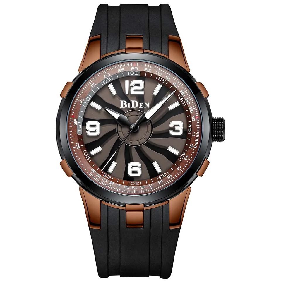 Креативные уникальные мужские часы с вращающимся циферблатом, Турбинный ободок, кварцевые часы, полностью черные повседневные мужские наручные часы, мужские часы - Цвет: Silicone Band Clock2