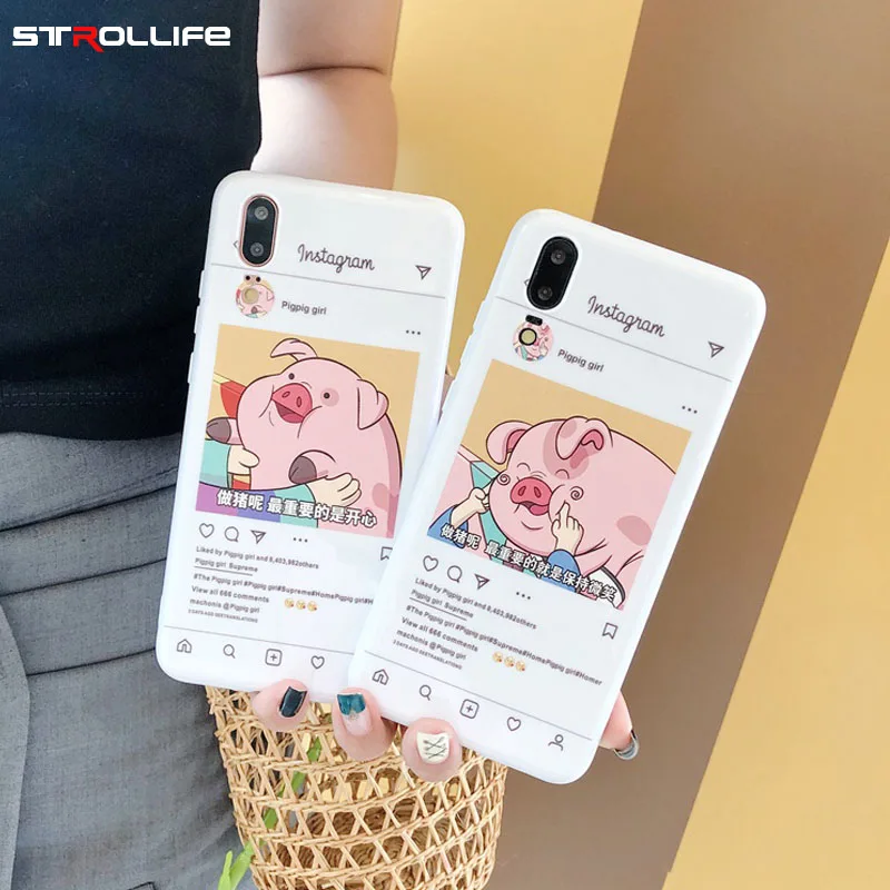 STROLLIFE милые pigpig девушка чехол для IPhone X XS Max XR Be Happy чехлы 8 6s 7 Plus Soft Shell Мода