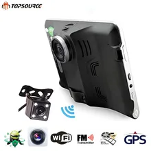 TOPSOURCE 7 ”Coche DVR Detector de Radar de Navegación GPS Android 16 GB Camión vehículo navegador gps navitel/mapa de España cámara de vista trasera
