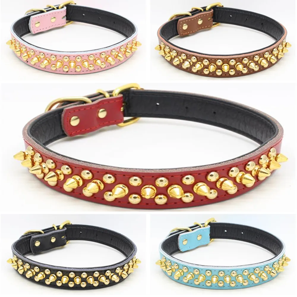 Pet collar adjustable leather rivet spiked rivet fashion durable pet puppy collar neckband pet equipment Collier de compagnie