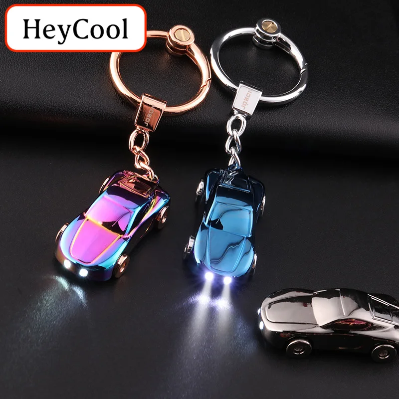 

Key Chain LED Lights KeyChains Gift For Car Key Chain Leather Rope Holder Zinc Alloy Pendant