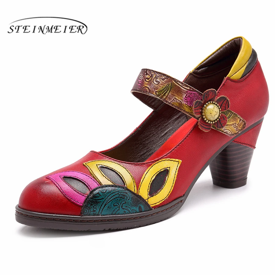 

Genuine cow leather Retro lady Pumps casual shoes vintage women handmade oxford shoes for women red 2019 spring