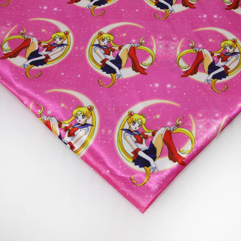 

46342 50*140CM cartoon girl satin fabric for Tissue Kids Bedding textile for Sewing Doll, DIY handmade materials