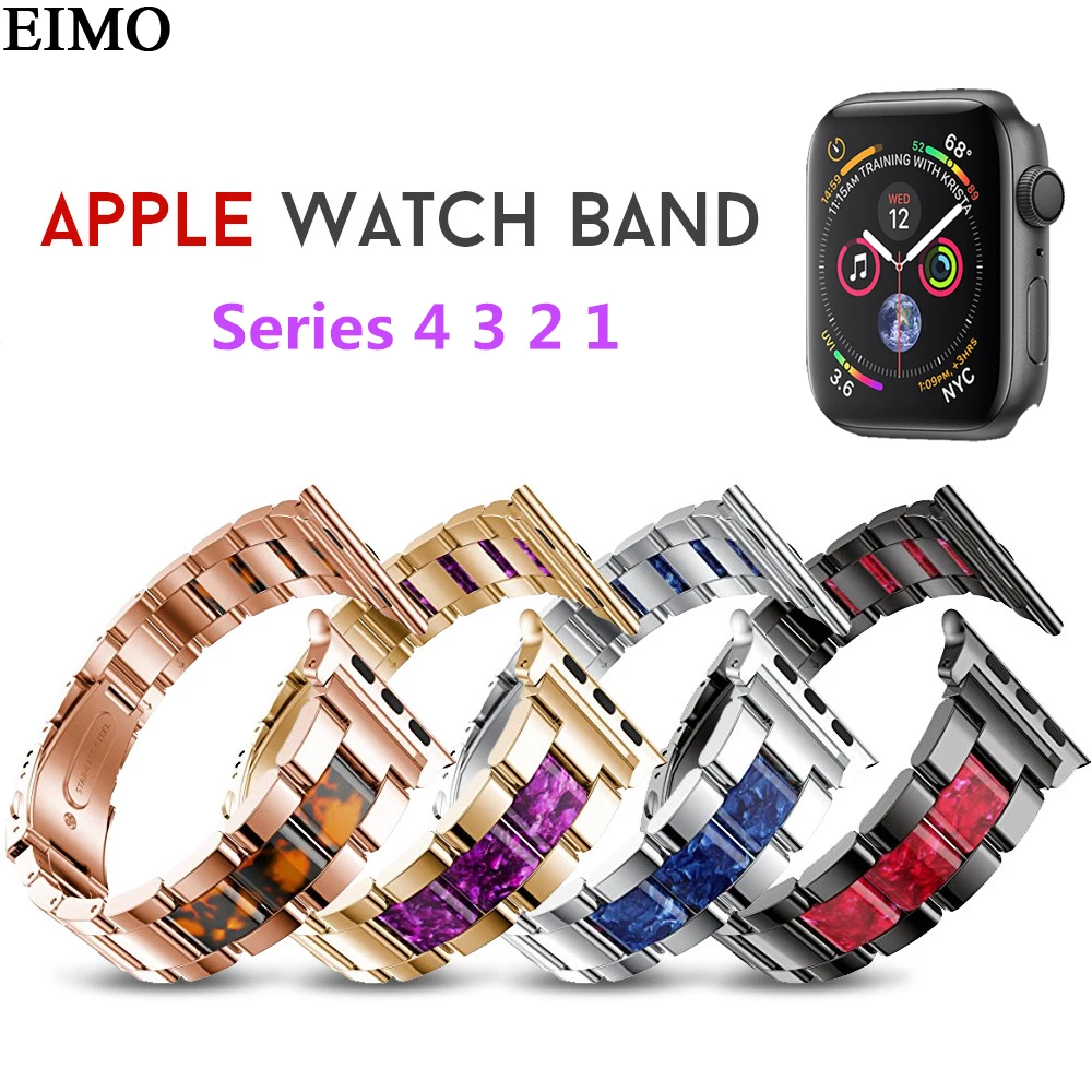 

EIMO Watchband For Apple watch series 4 44mm band 40mm iWatch series 4/3/2/1 42mm 38mm Stainless Steel Link Bracelet wrist Belt