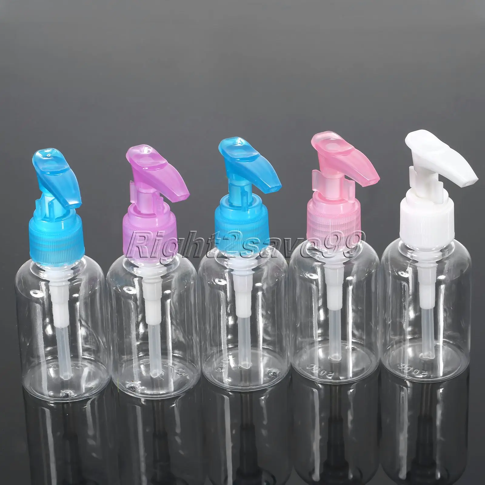 

5Pcs 50ML Perfume Bottle Refillable Shampoo Lotion Liquid Cosmetic Plastic Pressure Mouth Point Spray Pump Bottles Random Colors