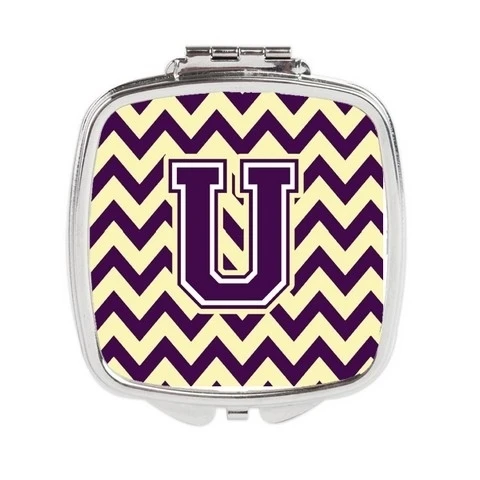 Carolines Treasures CJ1058-USCM Letter U Chevron Purple & Gold Compact Mirror (1)
