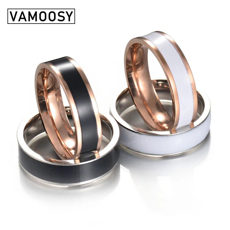 

VAMOOSY 2018 Fashion New Arrival Enamel jewelry Top Quality 316L Stainless steel Ring Wedding wedding rings Women Mens Ring