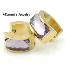 Мужские подарки для мальчиков вечерние качественные мужские акриловые кольца золотые полированные серьги 316L ювелирные изделия из нержавеющей стали оптом KE393