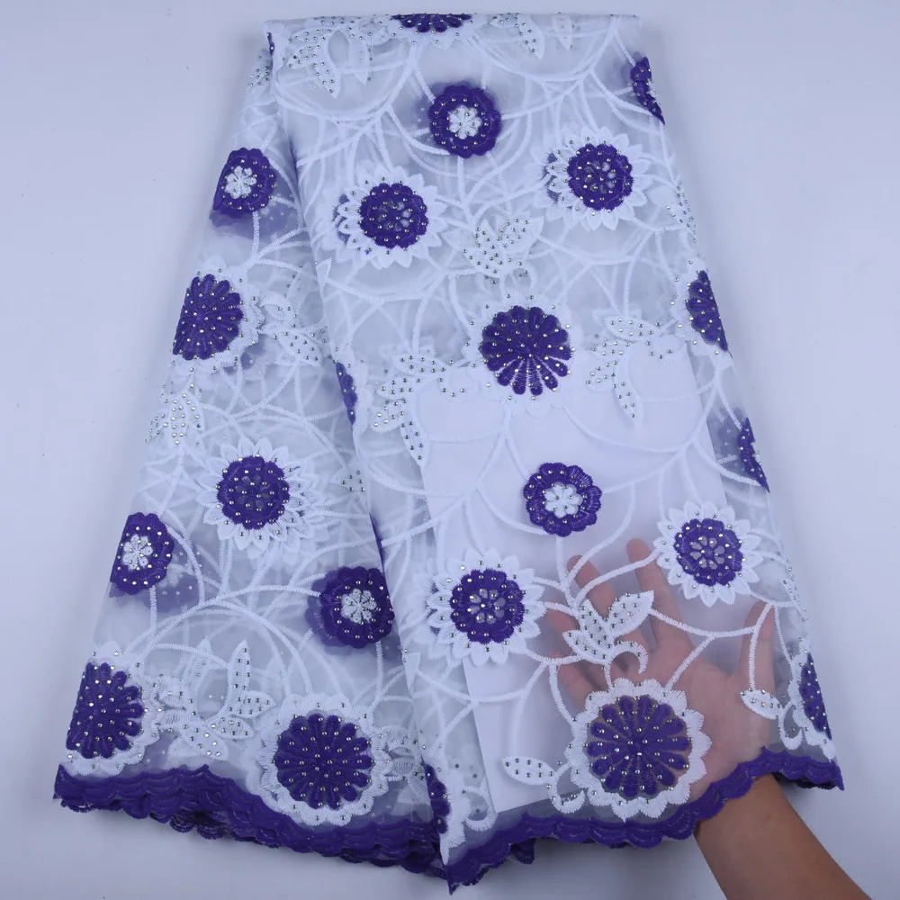 

New Style French Milk Silk Lace Fabric High Quality Nigerian Tulle Lace Fabric With Stone African Dry Lace Fabric For DressF1593