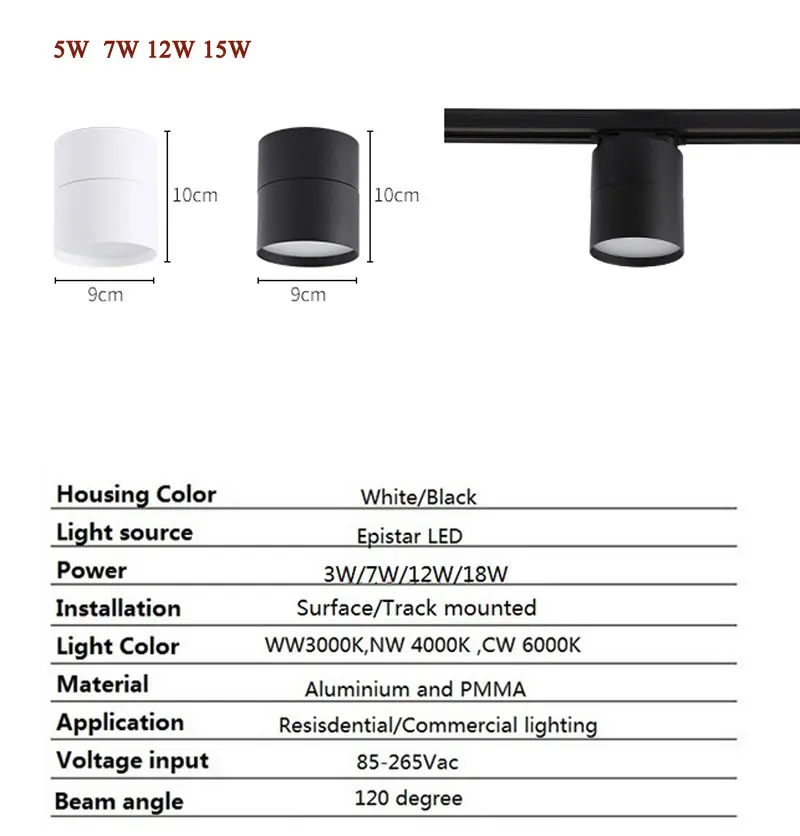 Светодиодный светильник точечные потолочные светильники для гостиной лампа 7 Вт 12 Вт 15 Вт потолочный светильник ing для кухни ванной светильник поверхностного монтажа