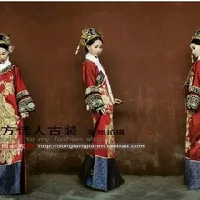 Женский костюм Китайский ТВ Play Legend of Zhenhuan queen костюм принцессы; костюм темно-красная одежда с аппликацией Phoneix