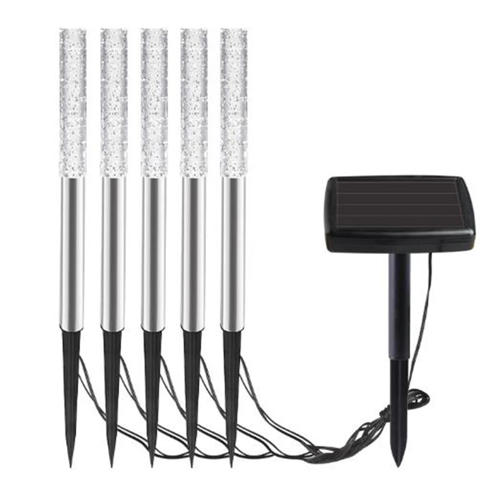 

Landscape 5 LED Outdoor Waterproof Bubble Stick Decoration Stake Ground Solar Lamp Yard Lawn Pathway Acrylic Tube