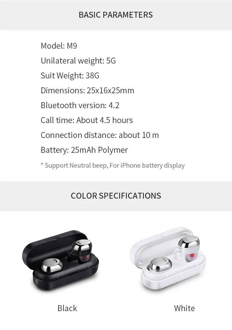 1 wireless bluetooth earphone for phone Airpods