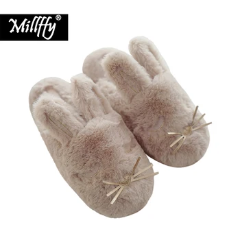 

Millffy rabbit cartoon half a pack of non-slip fluffy plush slippers