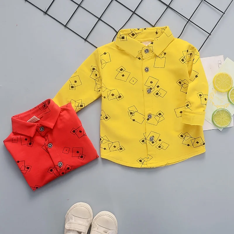 

Autumn Baby Boys Long Sleeve T-Shirts For Kids Geometric Pattern Tops Tees Shirts Casual Blouse