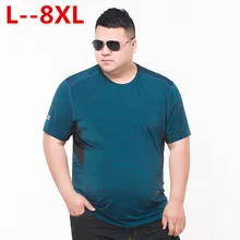 Большие размеры 10XL 8XL 6XL 5X Мужская футболка COOLMAX бесшовная футболка с короткими рукавами топы с круглым вырезом однотонная Спортивная одежда Мужская коллекция одежды